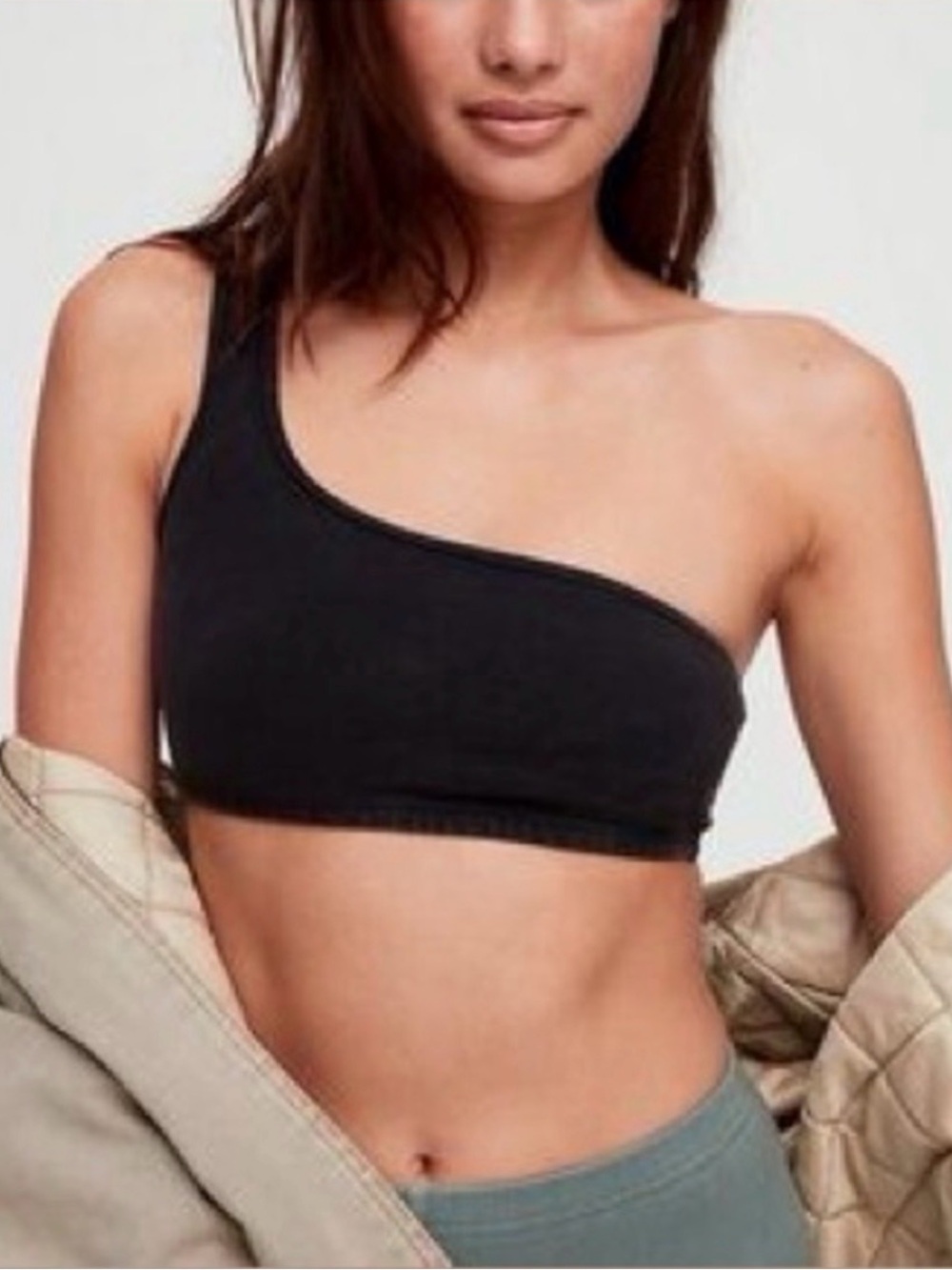 Aritzia TNA One Shoulder Black Bra/Bralette